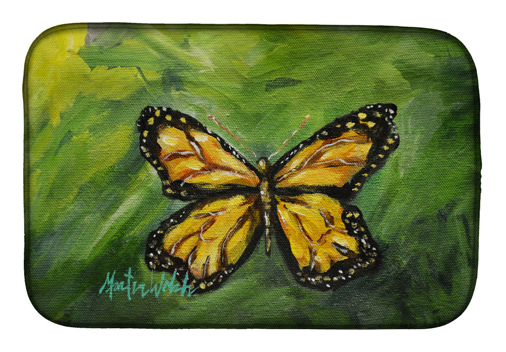 Monarch Glover Fly Butterfly Dish Drying Mat Absorbent Dish Drying Mat Pad for Kitchen Counter Dish Drainer Mat for Countertop, 14 x 21", Multicolor