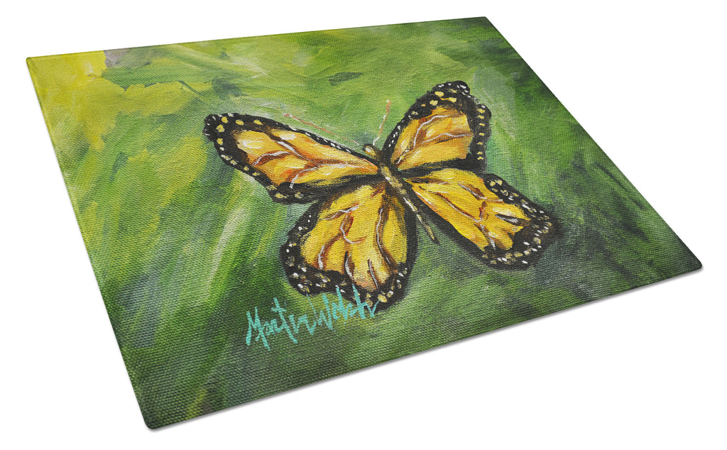 Monarch Glover Fly Butterfly Cutting Board Tempered Glass Kitchen Cutting Surface, Heat Resistant Chopping, Non-Slip Feet, Food Prep & Serving