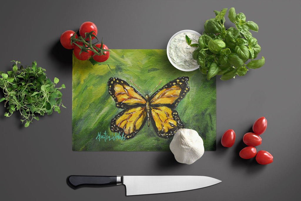 Monarch Glover Fly Butterfly Cutting Board Tempered Glass Kitchen Cutting Surface, Heat Resistant Chopping, Non-Slip Feet, Food Prep & Serving