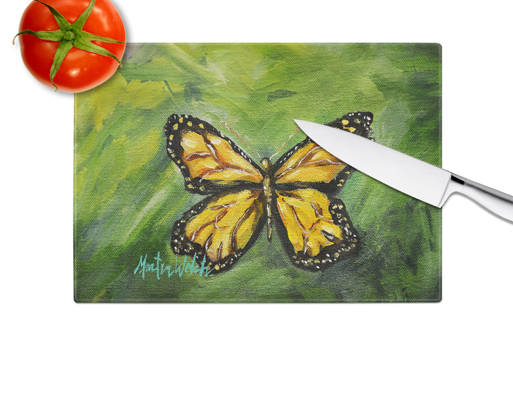 Monarch Glover Fly Butterfly Cutting Board Tempered Glass Kitchen Cutting Surface, Heat Resistant Chopping, Non-Slip Feet, Food Prep & Serving