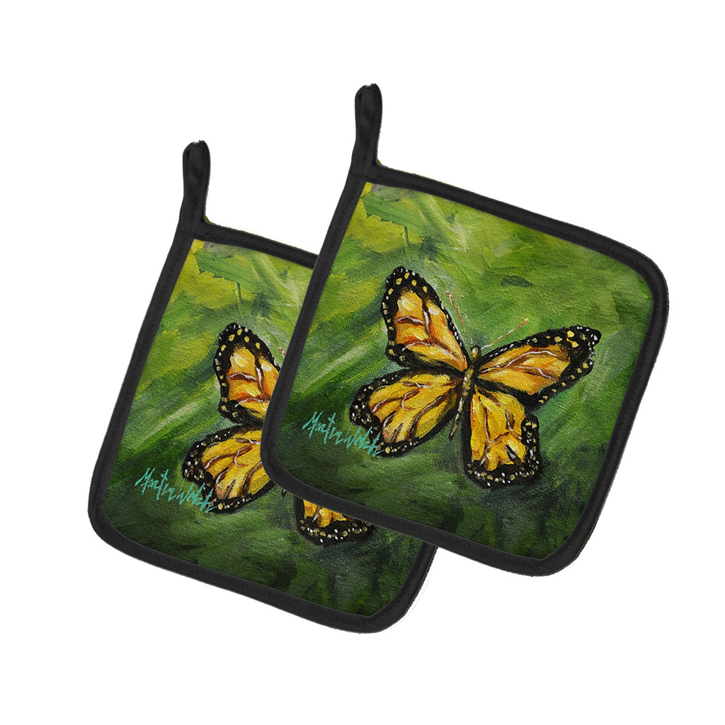 Monarch Glover Fly Butterfly Pot Holder Set of 2 Heat Resistant Quilted Hot Pads 7.5 x 7.5 Inch, Insulated Kitchen Trivets for Cooking & Baking