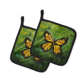 Monarch Glover Fly Butterfly Pot Holder Set of 2 Heat Resistant Quilted Hot Pads 7.5 x 7.5 Inch, Insulated Kitchen Trivets for Cooking & Baking