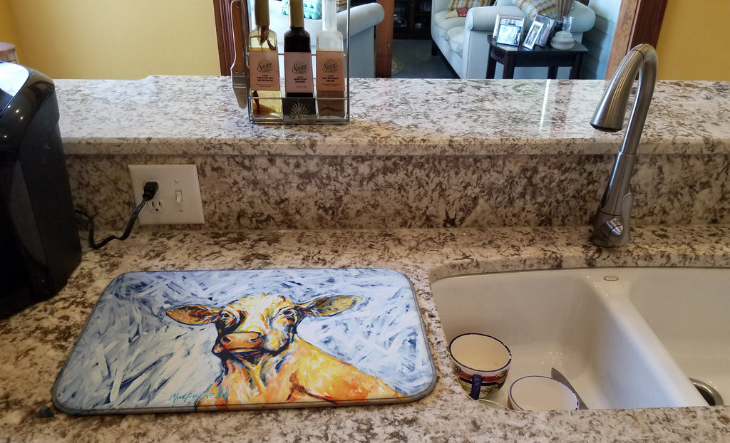 Moo Cow Dish Drying Mat Absorbent Dish Drying Mat Pad for Kitchen Counter Dish Drainer Mat for Countertop, 14 x 21", Multicolor