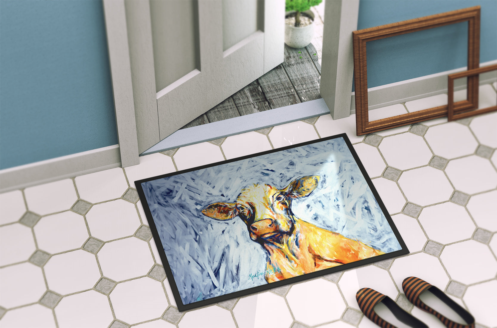 Moo Cow Doormat Indoor Outdoor 24H X 36W Front Door Mat Rugs for Entryway, Non Slip Washable Low Pile,