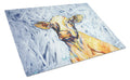 Moo Cow Cutting Board Tempered Glass Kitchen Cutting Surface, Heat Resistant Chopping, Non-Slip Feet, Food Prep & Serving
