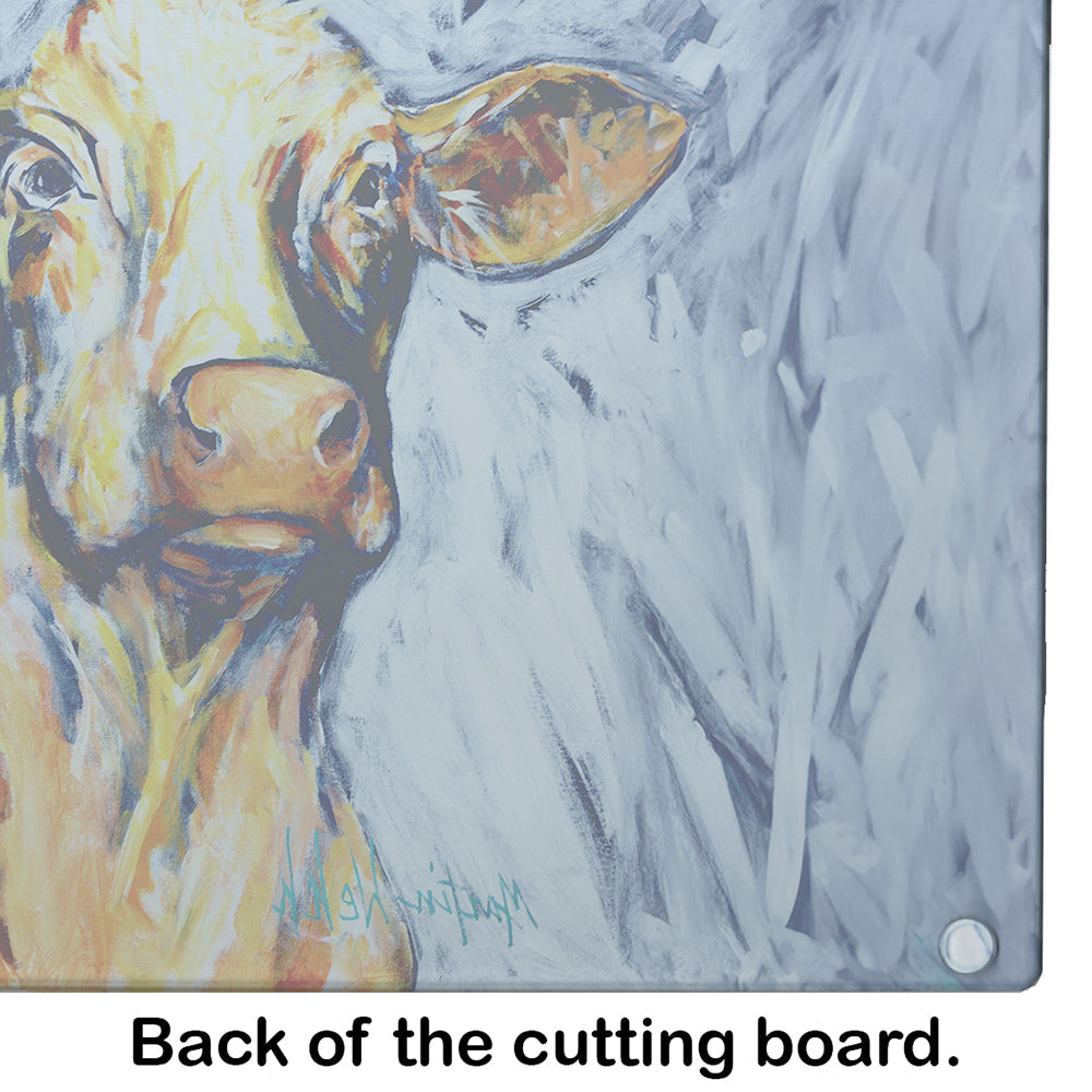 Moo Cow Cutting Board Tempered Glass Kitchen Cutting Surface, Heat Resistant Chopping, Non-Slip Feet, Food Prep & Serving