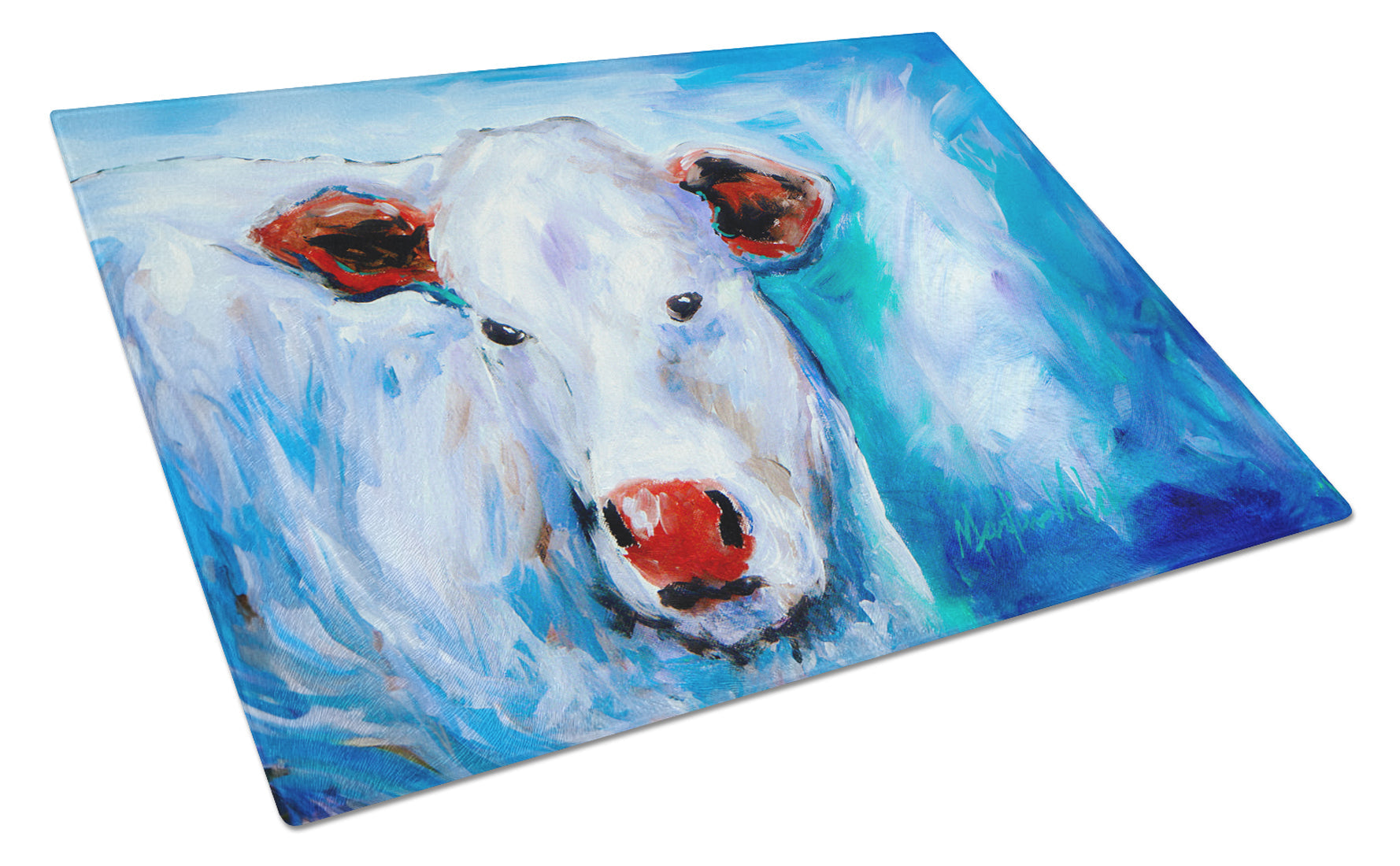 Move Over Cow Cutting Board Tempered Glass Kitchen Cutting Surface, Heat Resistant Chopping, Non-Slip Feet, Food Prep & Serving