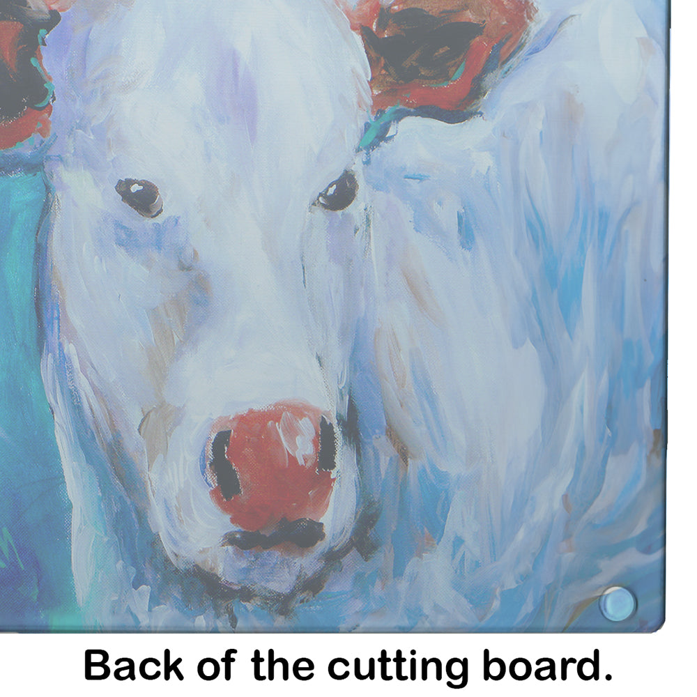 Move Over Cow Cutting Board Tempered Glass Kitchen Cutting Surface, Heat Resistant Chopping, Non-Slip Feet, Food Prep & Serving