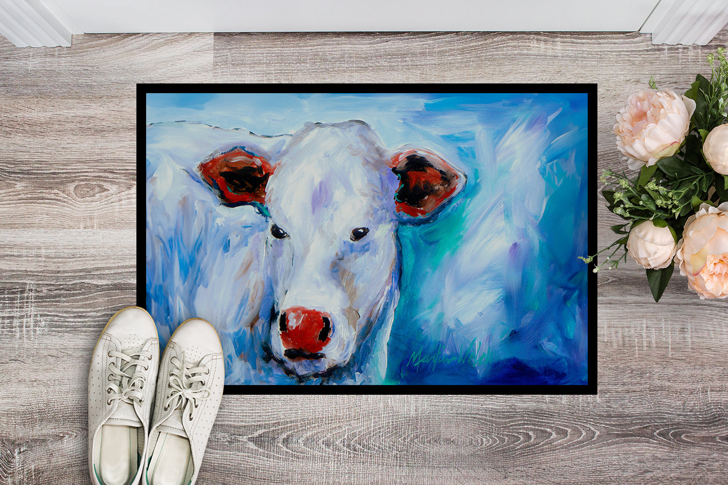Move Over Cow Doormat Indoor Outdoor 18H X 27W Front Door Mat Rugs for Entryway, Non Slip Washable