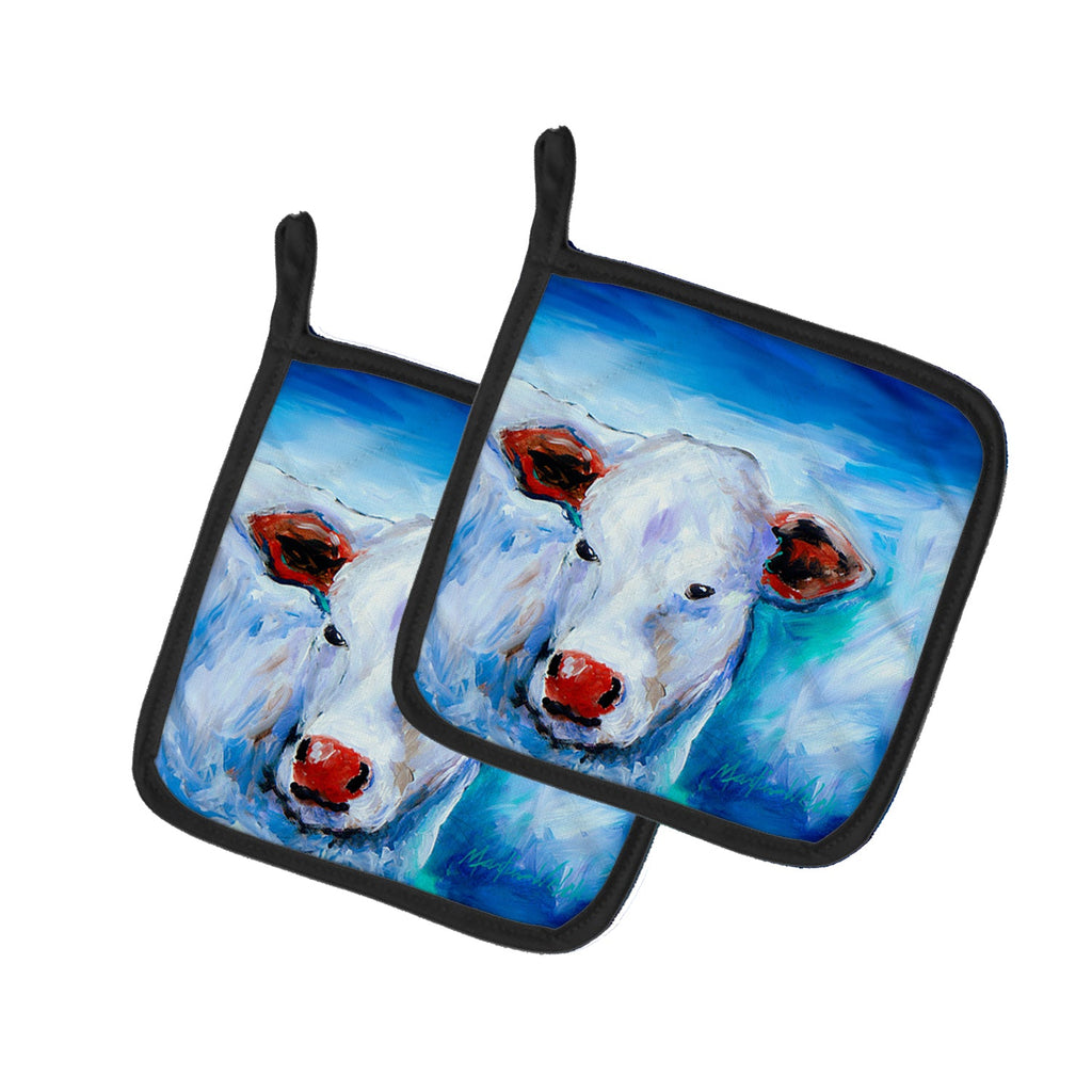 Move Over Cow Pot Holder Set of 2 Heat Resistant Quilted Hot Pads 7.5 x 7.5 Inch, Insulated Kitchen Trivets for Cooking & Baking