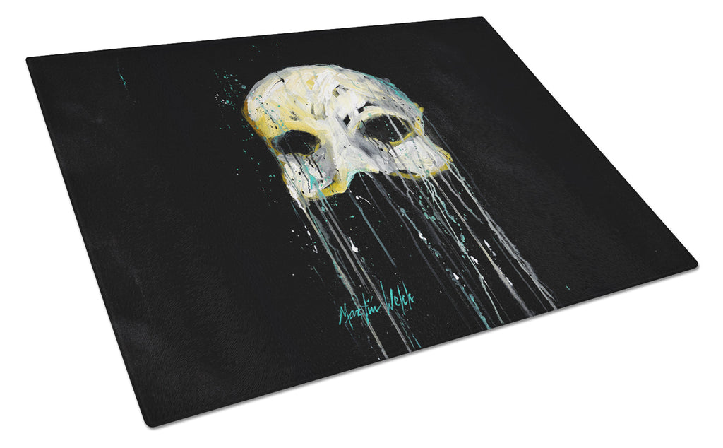 Mysterious Mask Cutting Board Tempered Glass Kitchen Cutting Surface, Heat Resistant Chopping, Non-Slip Feet, Food Prep & Serving