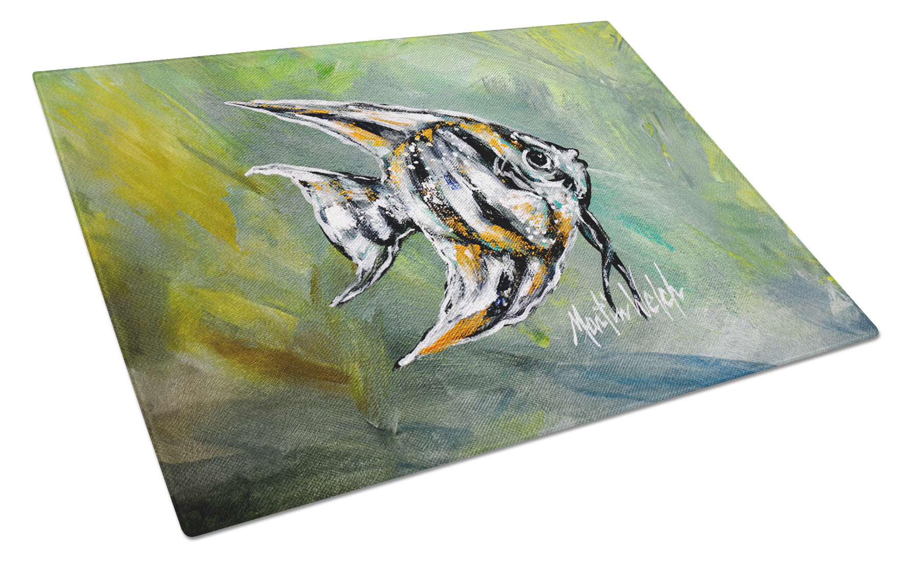 Nancys Fish Cutting Board Tempered Glass Kitchen Cutting Surface, Heat Resistant Chopping, Non-Slip Feet, Food Prep & Serving