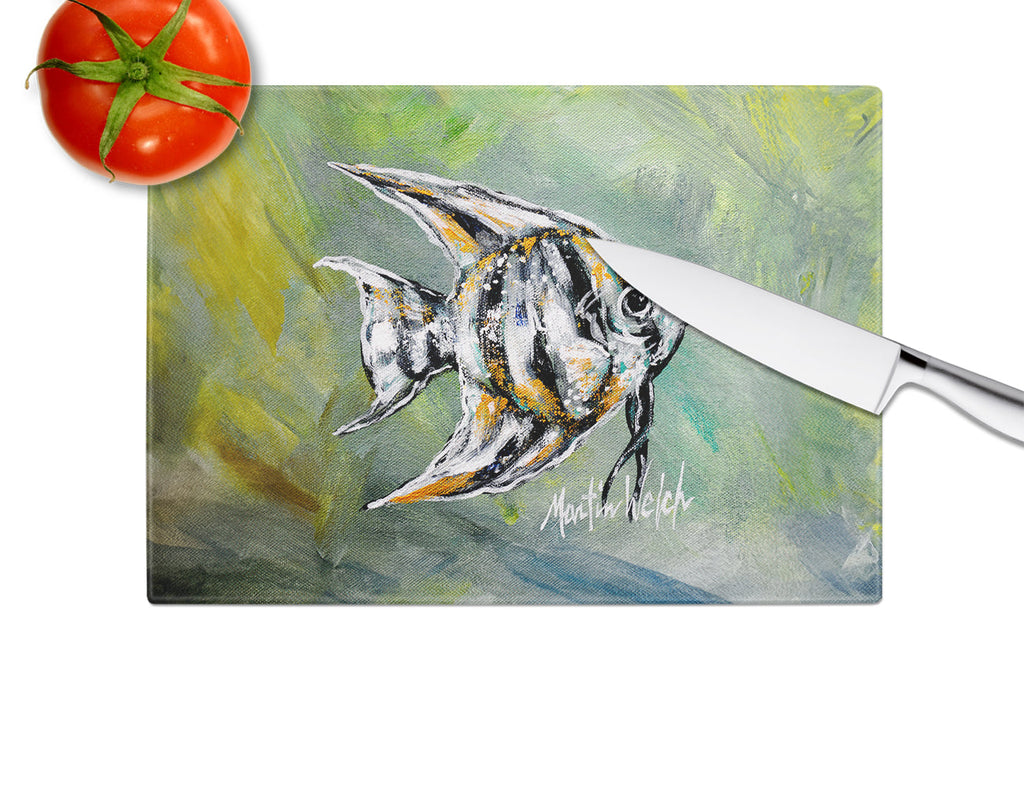 Nancys Fish Cutting Board Tempered Glass Kitchen Cutting Surface, Heat Resistant Chopping, Non-Slip Feet, Food Prep & Serving