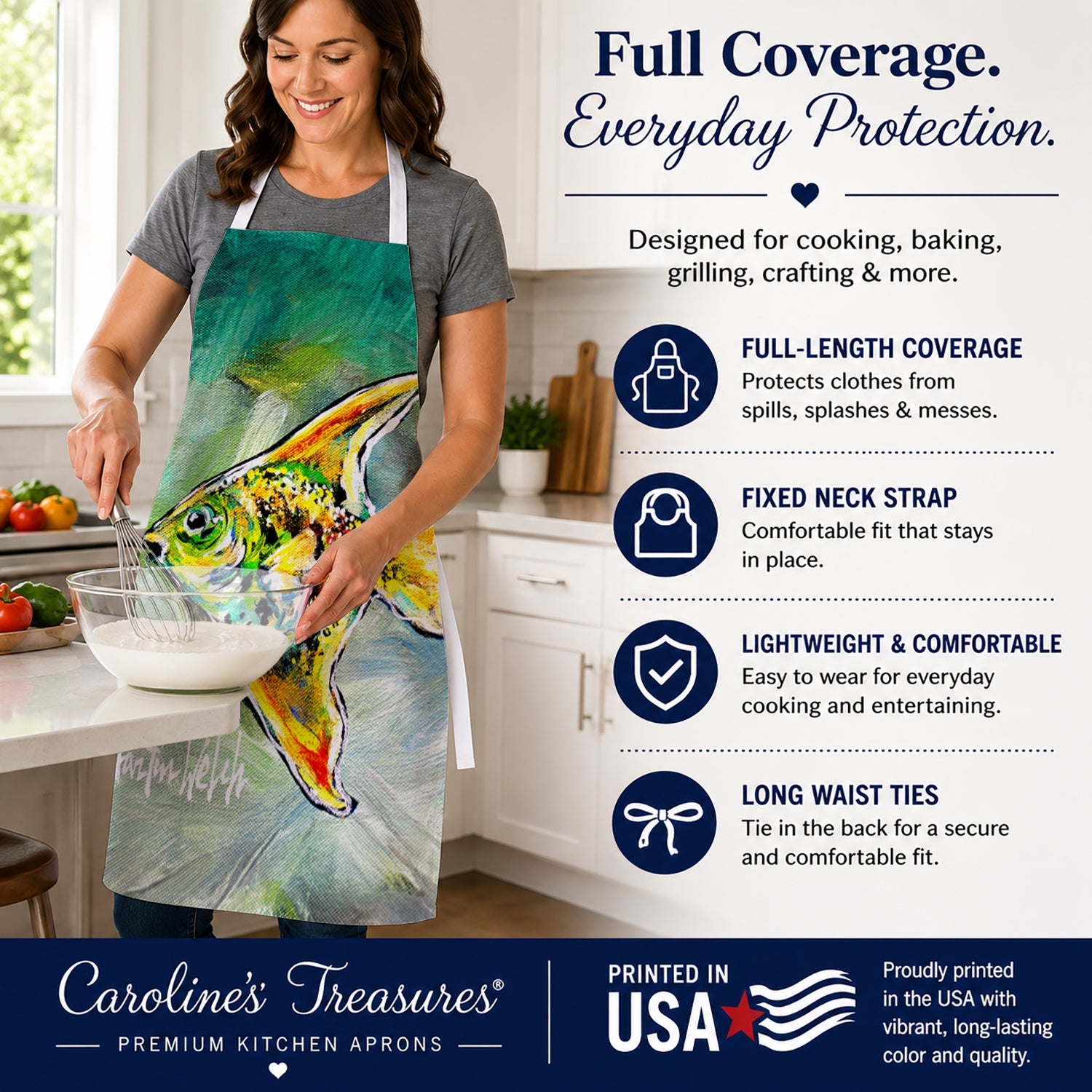 Nancys Other Fish Apron Cooking Kitchen Server Baking Crafts Gardening for Adult Women Men, Unisex, Large, Multicolor