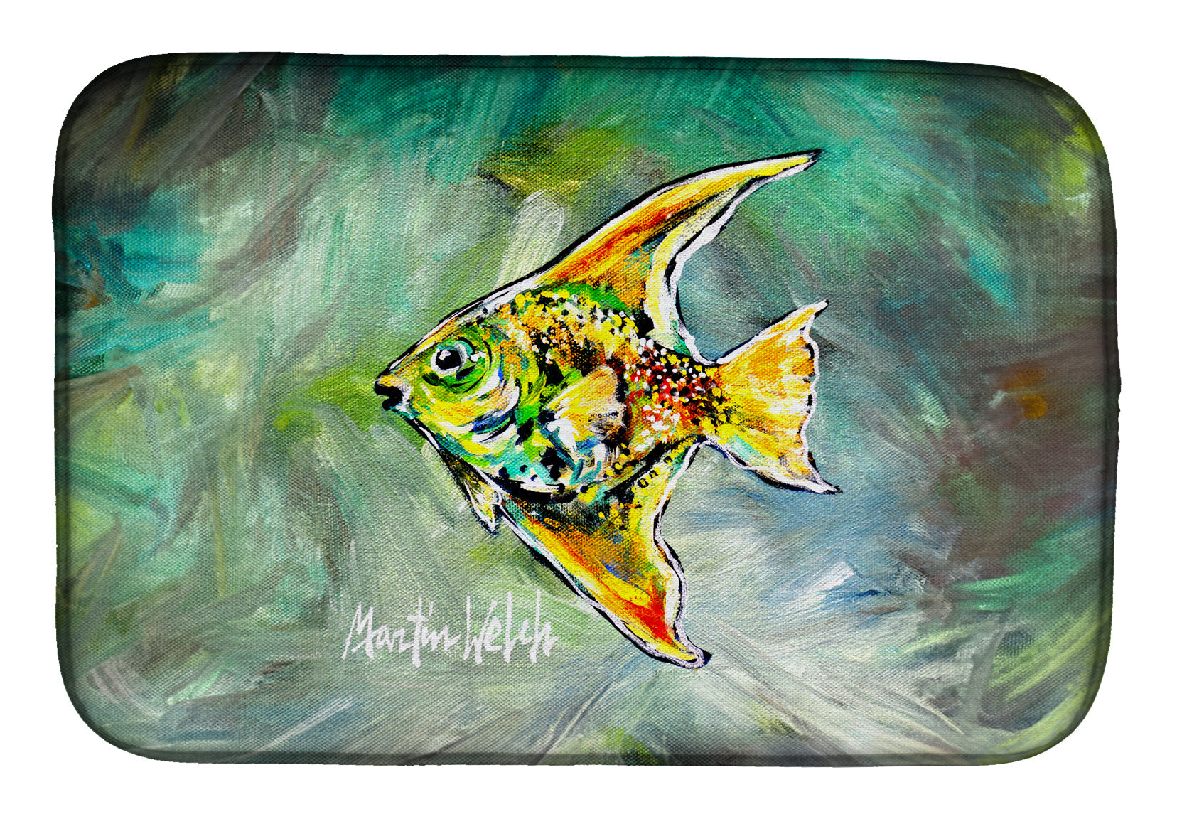 Nancys Other Fish Dish Drying Mat Absorbent Dish Drying Mat Pad for Kitchen Counter Dish Drainer Mat for Countertop, 14 x 21", Multicolor