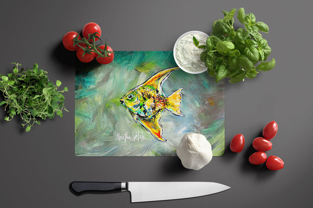 Nancys Other Fish Cutting Board Tempered Glass Kitchen Cutting Surface, Heat Resistant Chopping, Non-Slip Feet, Food Prep & Serving