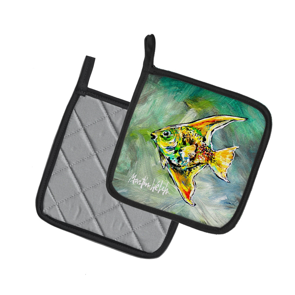 Nancys Other Fish Pot Holder Set of 2 Heat Resistant Quilted Hot Pads 7.5 x 7.5 Inch, Insulated Kitchen Trivets for Cooking & Baking