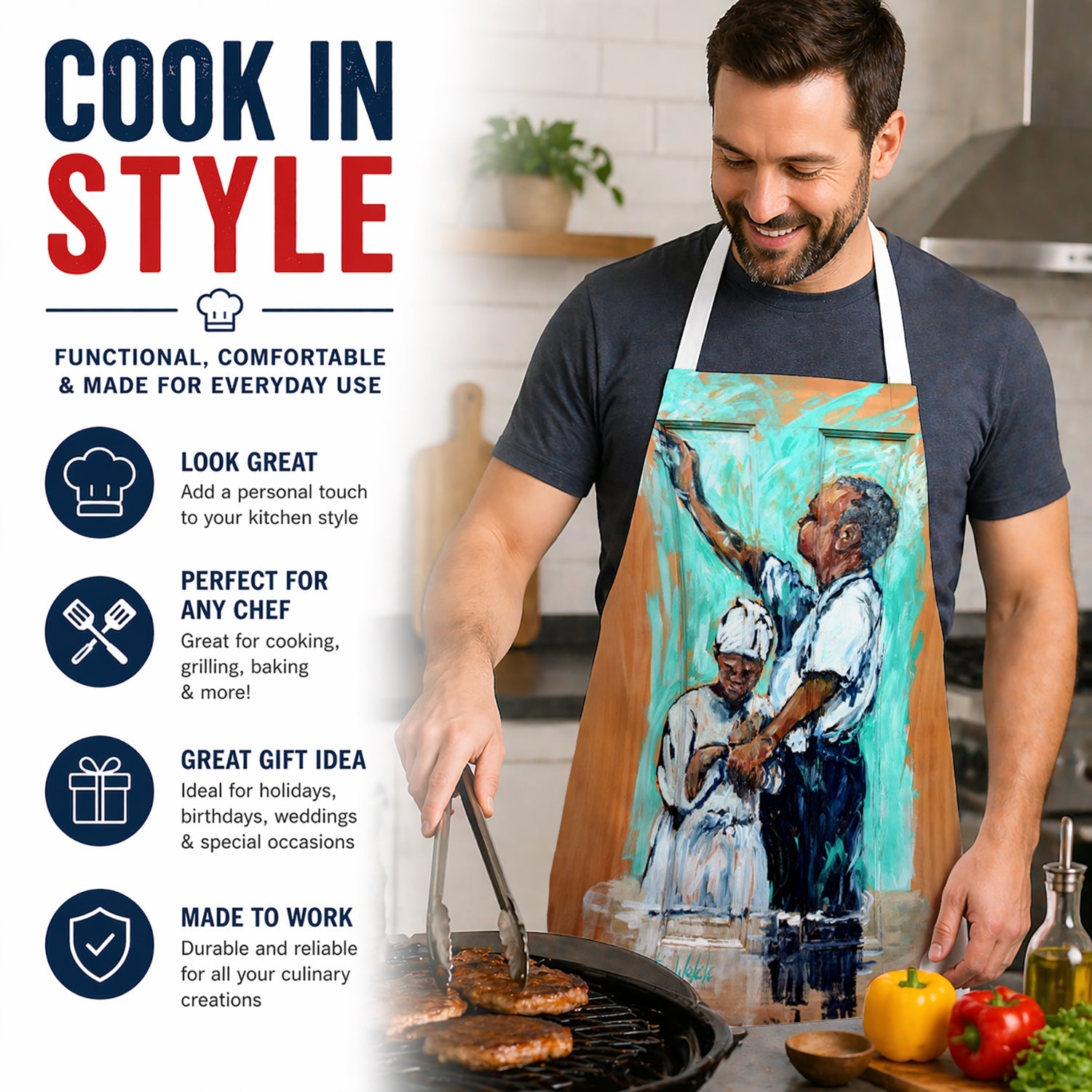 Nostalgic Just As I Am Apron Cooking Kitchen Server Baking Crafts Gardening for Adult Women Men, Unisex, Large, Multicolor