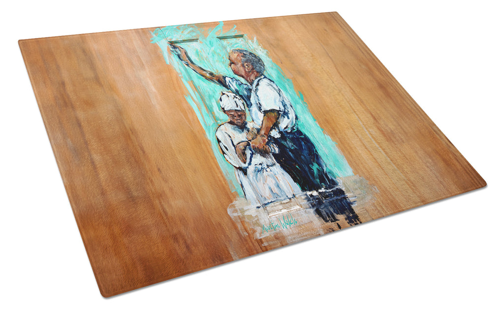 Nostalgic Just As I Am Cutting Board Tempered Glass Kitchen Cutting Surface, Heat Resistant Chopping, Non-Slip Feet, Food Prep & Serving
