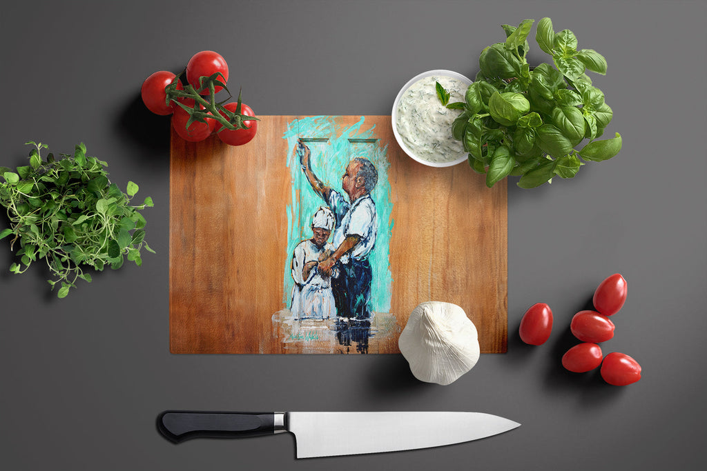 Nostalgic Just As I Am Cutting Board Tempered Glass Kitchen Cutting Surface, Heat Resistant Chopping, Non-Slip Feet, Food Prep & Serving