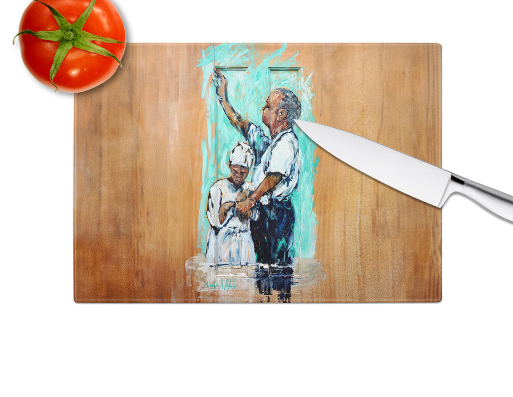 Nostalgic Just As I Am Cutting Board Tempered Glass Kitchen Cutting Surface, Heat Resistant Chopping, Non-Slip Feet, Food Prep & Serving