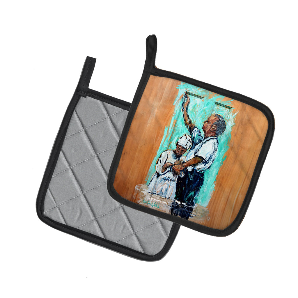 Nostalgic Just As I Am Pot Holder Set of 2 Heat Resistant Quilted Hot Pads 7.5 x 7.5 Inch, Insulated Kitchen Trivets for Cooking & Baking