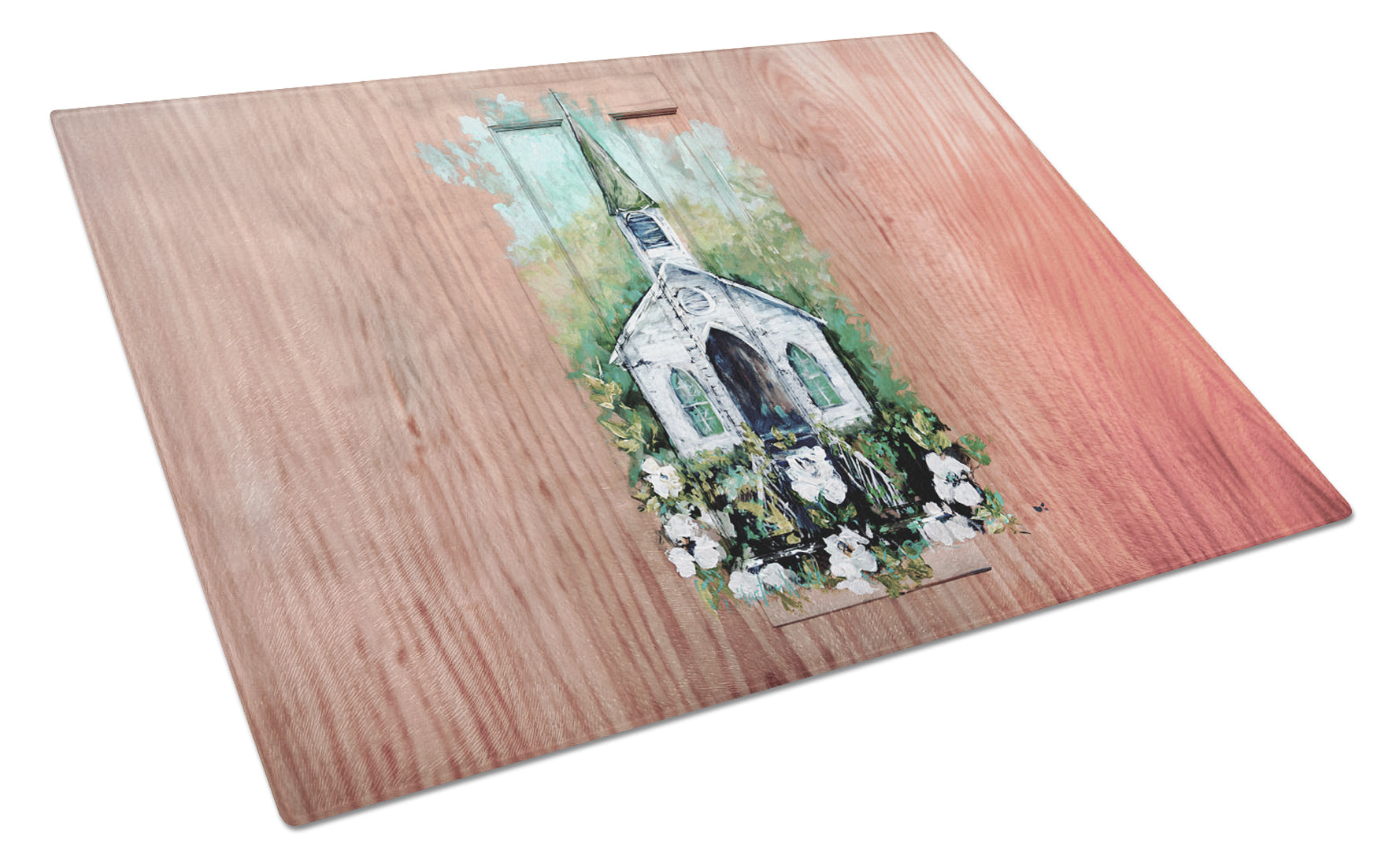 Nostalgic Zion AME  Cutting Board Tempered Glass Kitchen Cutting Surface, Heat Resistant Chopping, Non-Slip Feet, Food Prep & Serving