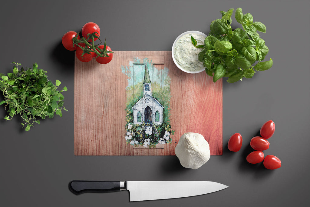 Nostalgic Zion AME  Cutting Board Tempered Glass Kitchen Cutting Surface, Heat Resistant Chopping, Non-Slip Feet, Food Prep & Serving