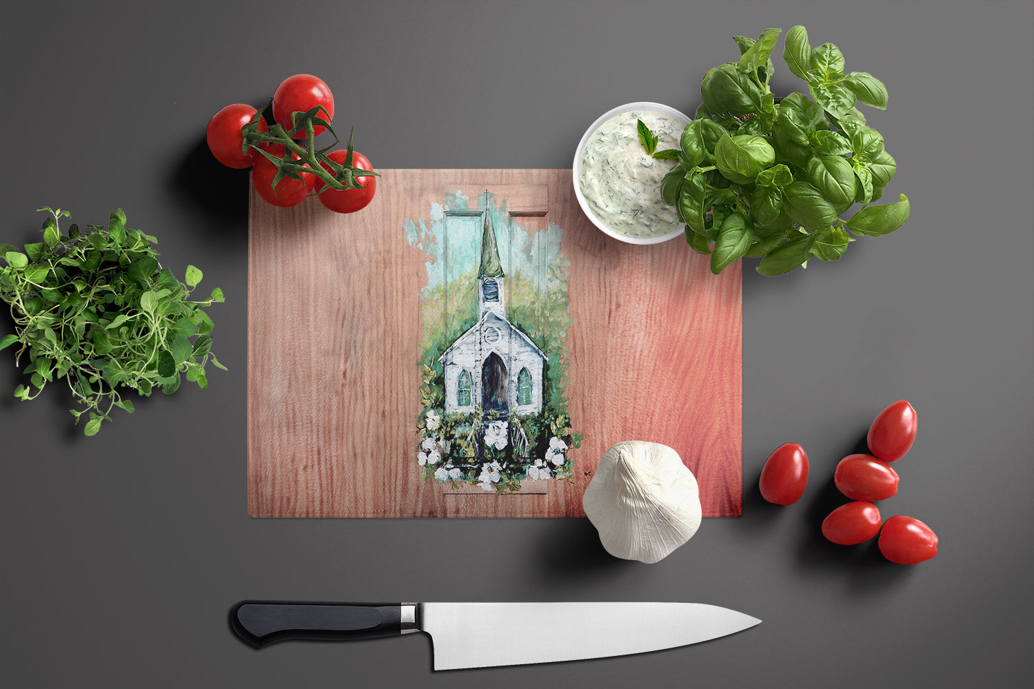 Nostalgic Zion AME  Cutting Board Tempered Glass Kitchen Cutting Surface, Heat Resistant Chopping, Non-Slip Feet, Food Prep & Serving