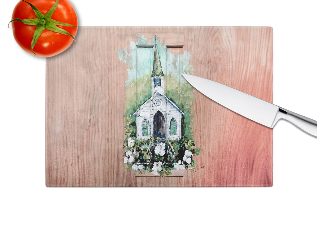 Nostalgic Zion AME  Cutting Board Tempered Glass Kitchen Cutting Surface, Heat Resistant Chopping, Non-Slip Feet, Food Prep & Serving
