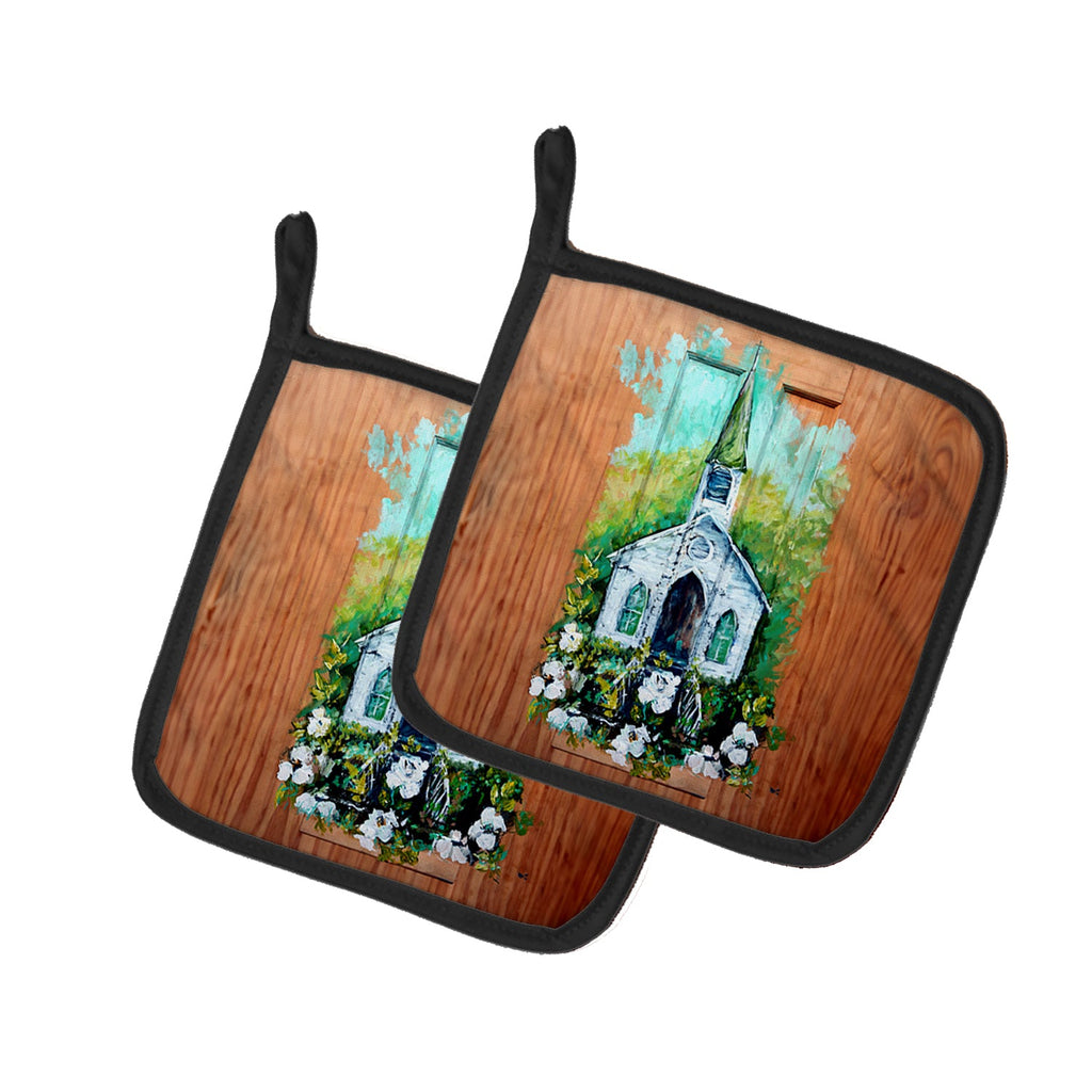 Nostalgic Zion AME  Pot Holder Set of 2 Heat Resistant Quilted Hot Pads 7.5 x 7.5 Inch, Insulated Kitchen Trivets for Cooking & Baking
