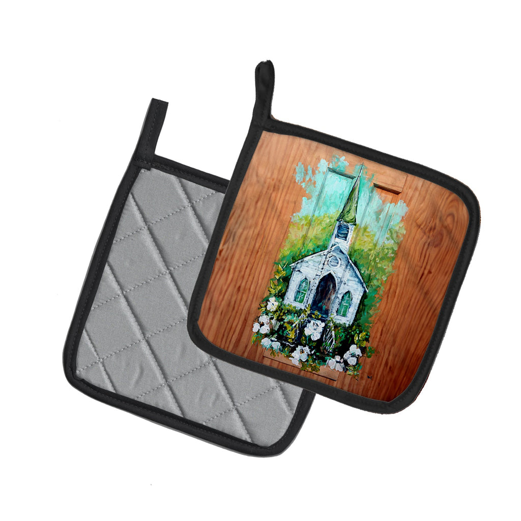 Nostalgic Zion AME  Pot Holder Set of 2 Heat Resistant Quilted Hot Pads 7.5 x 7.5 Inch, Insulated Kitchen Trivets for Cooking & Baking