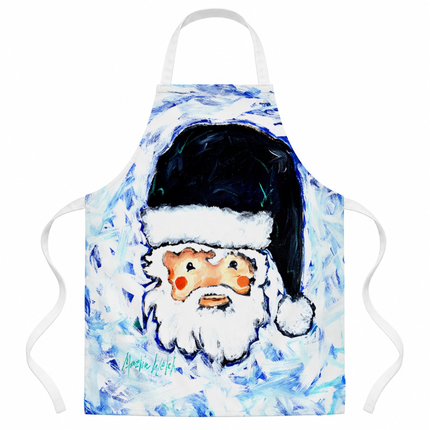 Novena Blue Santa Claus Apron Cooking Kitchen Server Baking Crafts Gardening for Adult Women Men, Unisex, Large, Multicolor