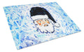 Novena Blue Santa Claus Cutting Board Tempered Glass Kitchen Cutting Surface, Heat Resistant Chopping, Non-Slip Feet, Food Prep & Serving