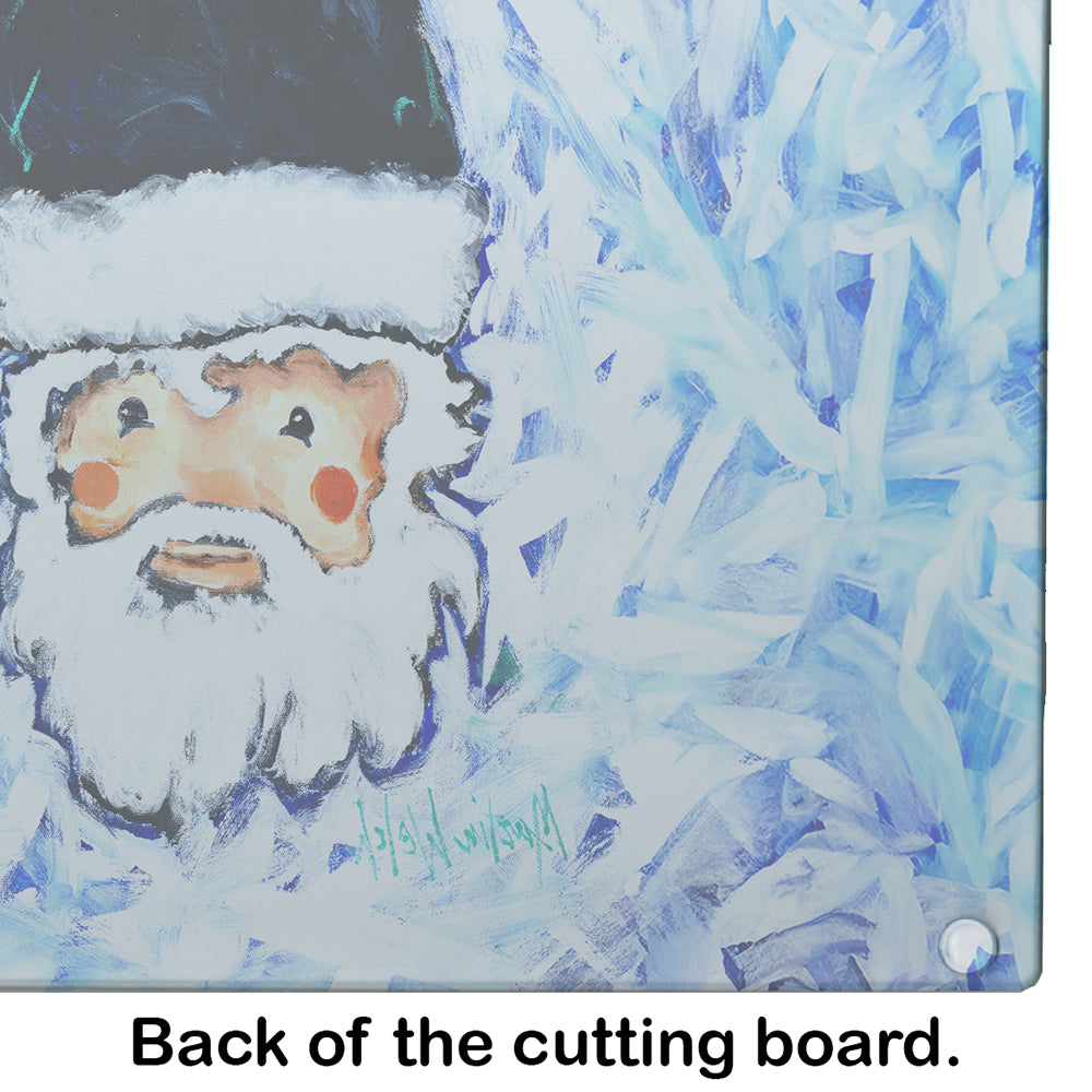 Novena Blue Santa Claus Cutting Board Tempered Glass Kitchen Cutting Surface, Heat Resistant Chopping, Non-Slip Feet, Food Prep & Serving