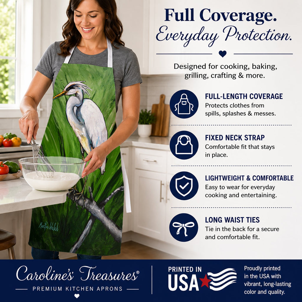 Heron On A Limb Apron Cooking Kitchen Server Baking Crafts Gardening for Adult Women Men, Unisex, Large, Multicolor