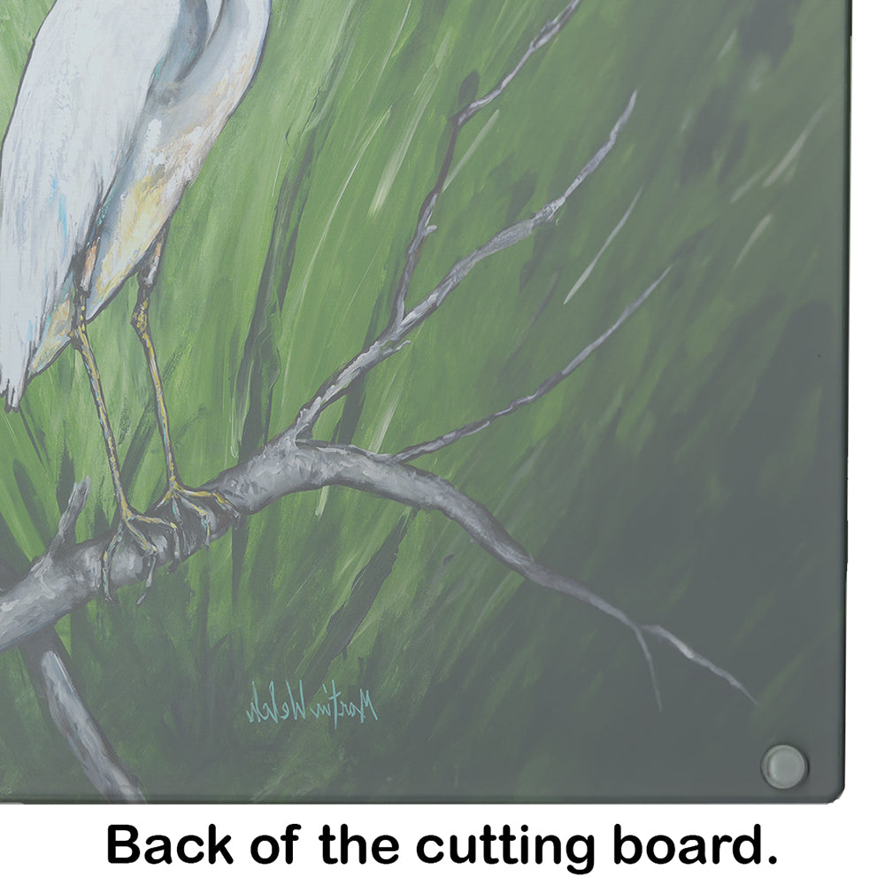 Heron On A Limb Cutting Board Tempered Glass Kitchen Cutting Surface, Heat Resistant Chopping, Non-Slip Feet, Food Prep & Serving