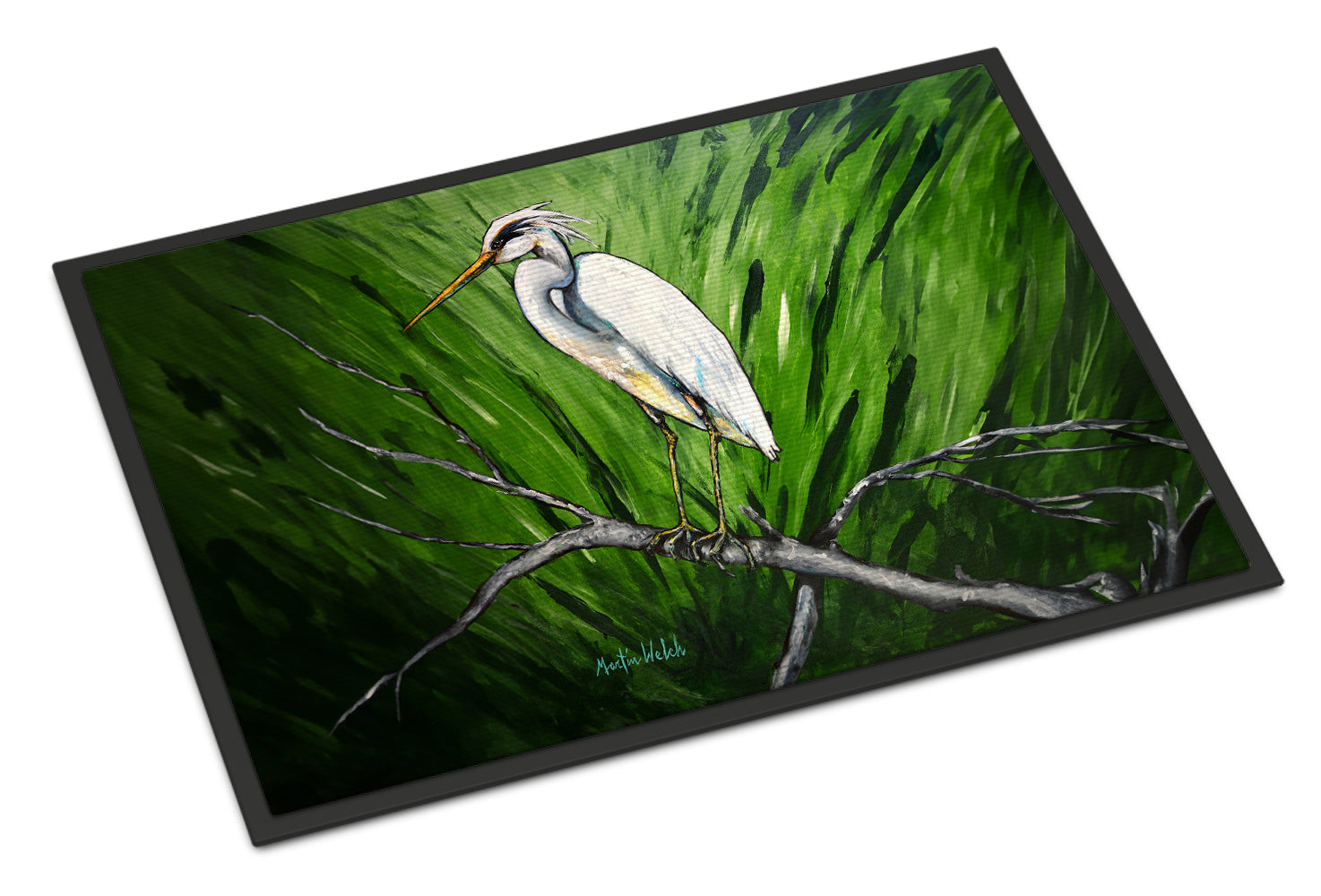Heron On A Limb Doormat Indoor Outdoor 18H X 27W Front Door Mat Rugs for Entryway, Non Slip Washable