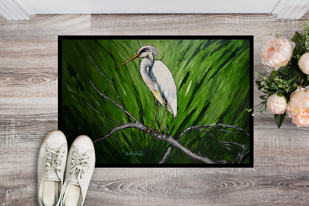Heron On A Limb Doormat Indoor Outdoor 18H X 27W Front Door Mat Rugs for Entryway, Non Slip Washable