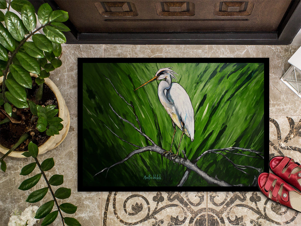 Heron On A Limb Doormat Indoor Outdoor 18H X 27W Front Door Mat Rugs for Entryway, Non Slip Washable