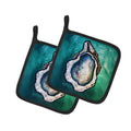 One Shell Oyster Pot Holder Set of 2 Heat Resistant Quilted Hot Pads 7.5 x 7.5 Inch, Insulated Kitchen Trivets for Cooking & Baking
