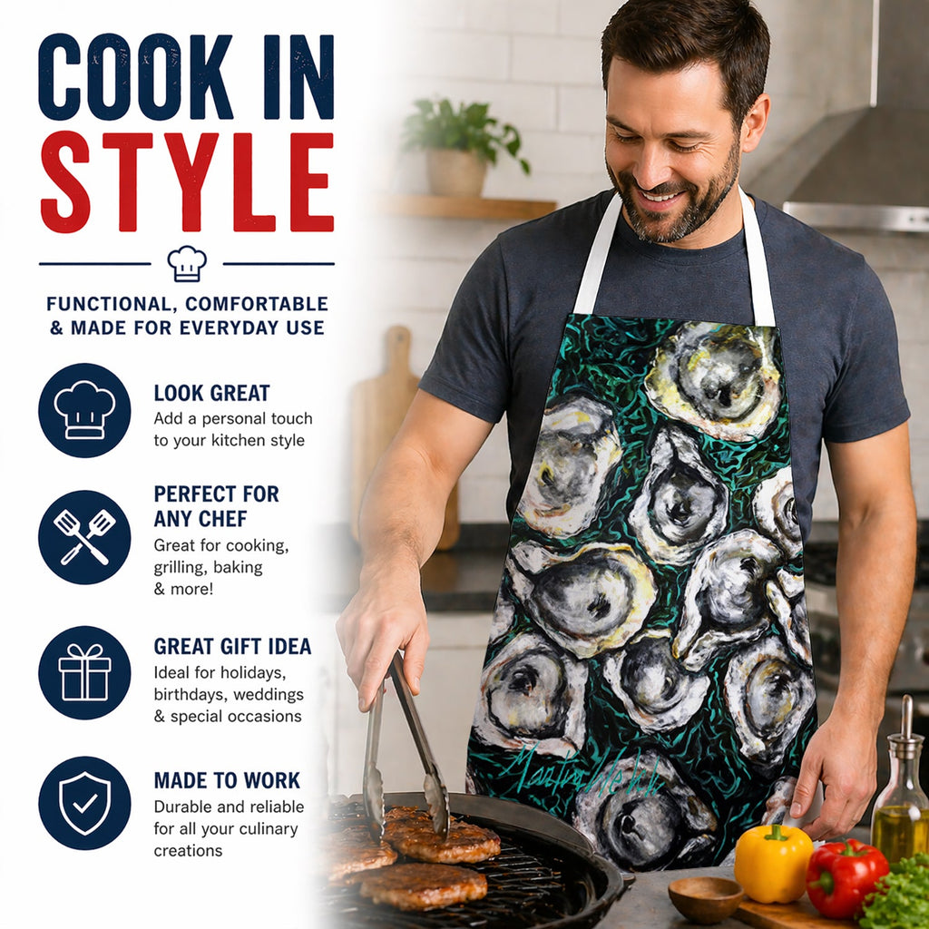 Oyster Lily Apron Cooking Kitchen Server Baking Crafts Gardening for Adult Women Men, Unisex, Large, Multicolor