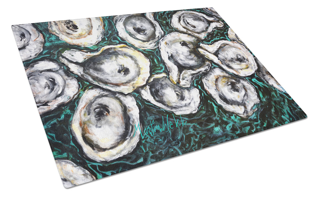 Oyster Lily Cutting Board Tempered Glass Kitchen Cutting Surface, Heat Resistant Chopping, Non-Slip Feet, Food Prep & Serving
