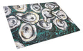 Oyster Lily Cutting Board Tempered Glass Kitchen Cutting Surface, Heat Resistant Chopping, Non-Slip Feet, Food Prep & Serving