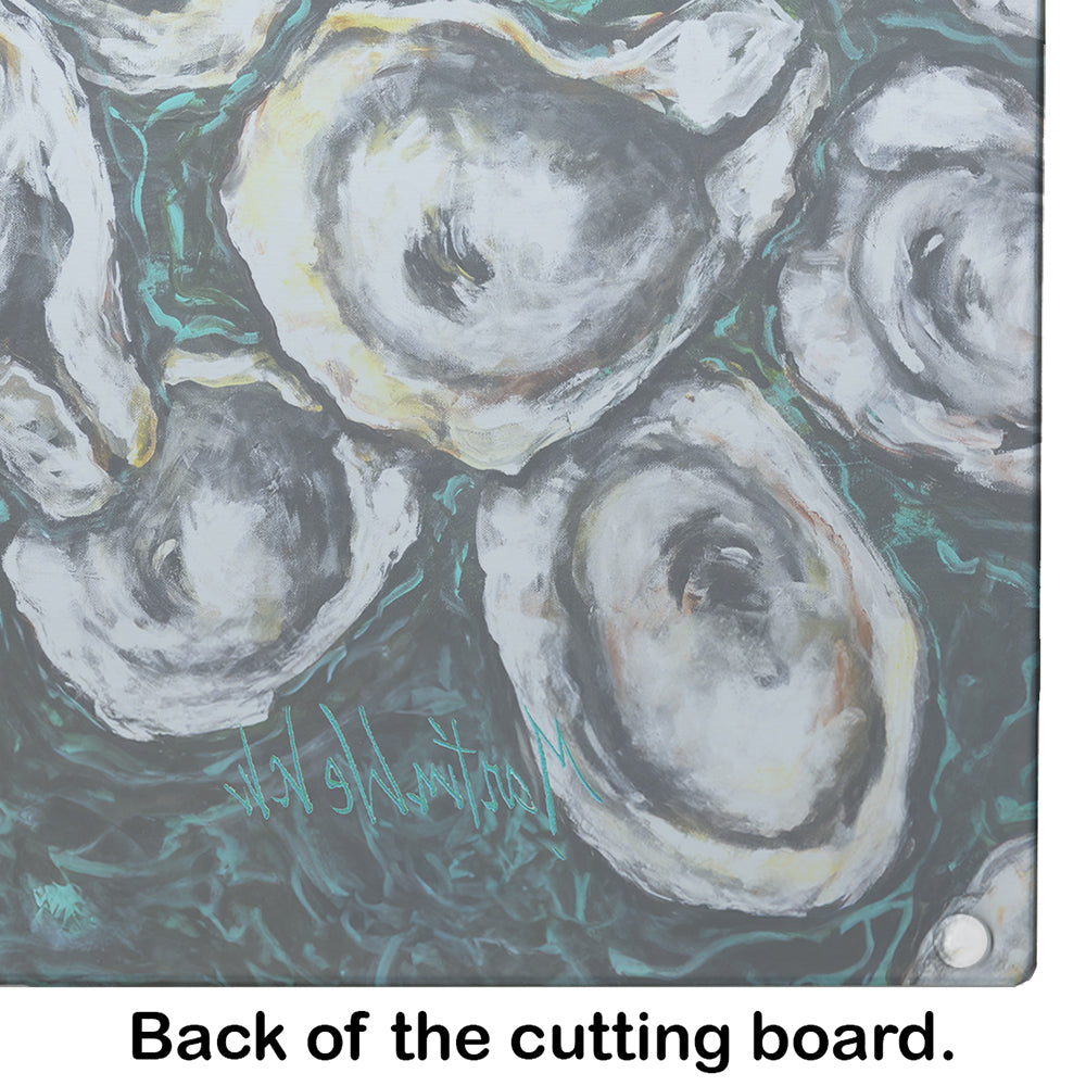 Oyster Lily Cutting Board Tempered Glass Kitchen Cutting Surface, Heat Resistant Chopping, Non-Slip Feet, Food Prep & Serving