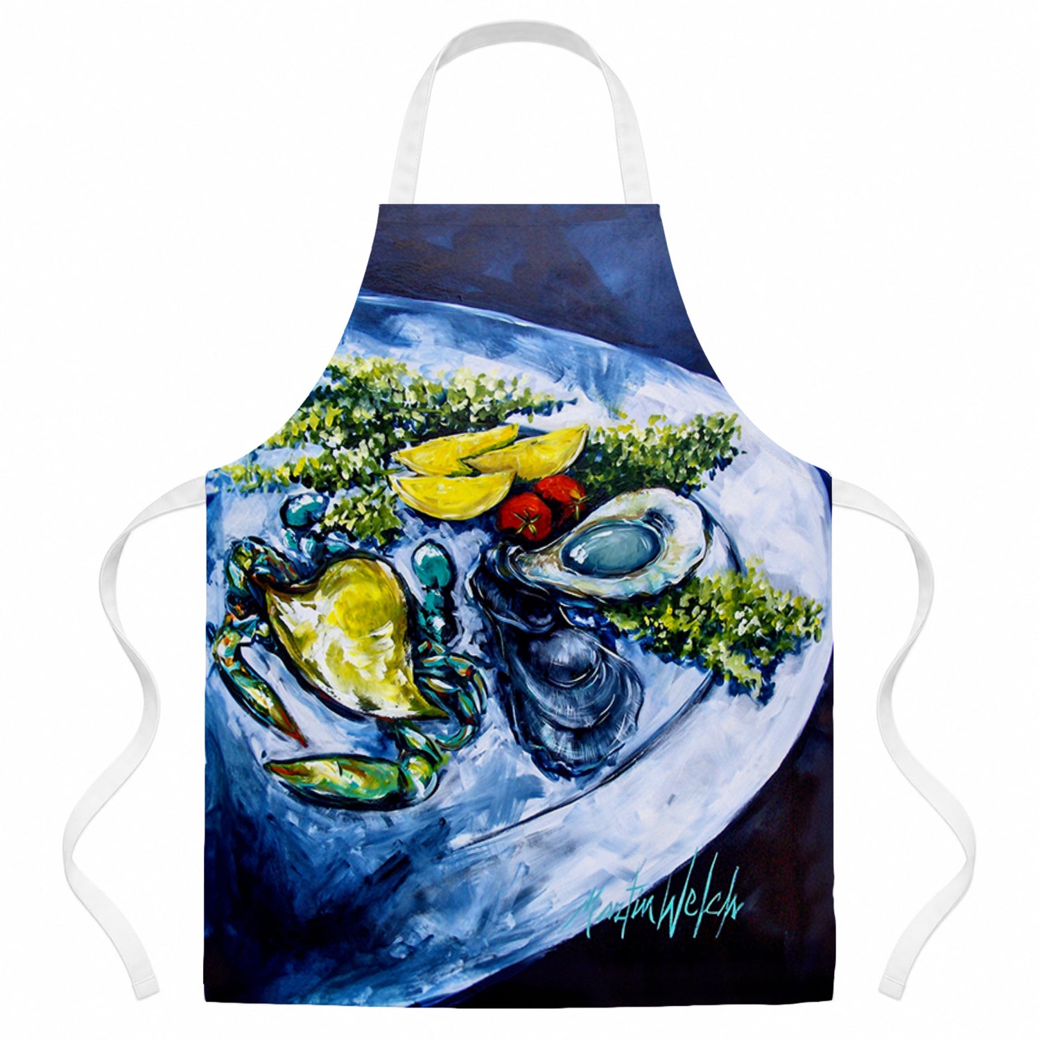 Oyster Plate Apron Cooking Kitchen Server Baking Crafts Gardening for Adult Women Men, Unisex, Large, Multicolor
