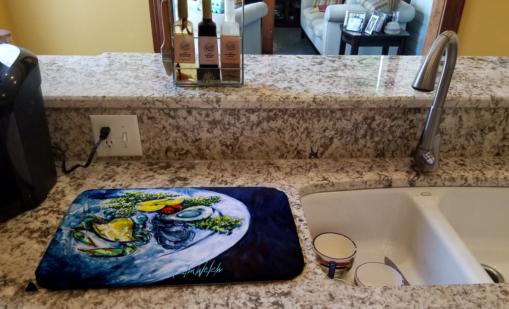 Oyster Plate Dish Drying Mat Absorbent Dish Drying Mat Pad for Kitchen Counter Dish Drainer Mat for Countertop, 14 x 21", Multicolor