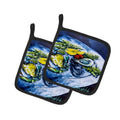Oyster Plate Pot Holder Set of 2 Heat Resistant Quilted Hot Pads 7.5 x 7.5 Inch, Insulated Kitchen Trivets for Cooking & Baking