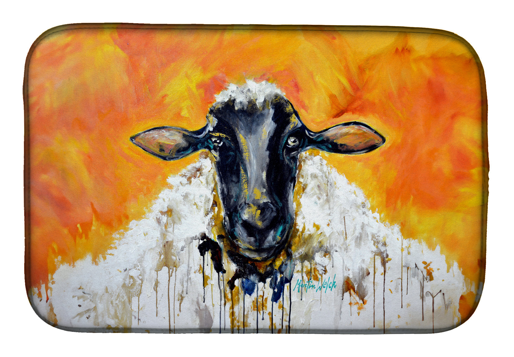 Peach Wool Sheep Dish Drying Mat Absorbent Dish Drying Mat Pad for Kitchen Counter Dish Drainer Mat for Countertop, 14 x 21", Multicolor
