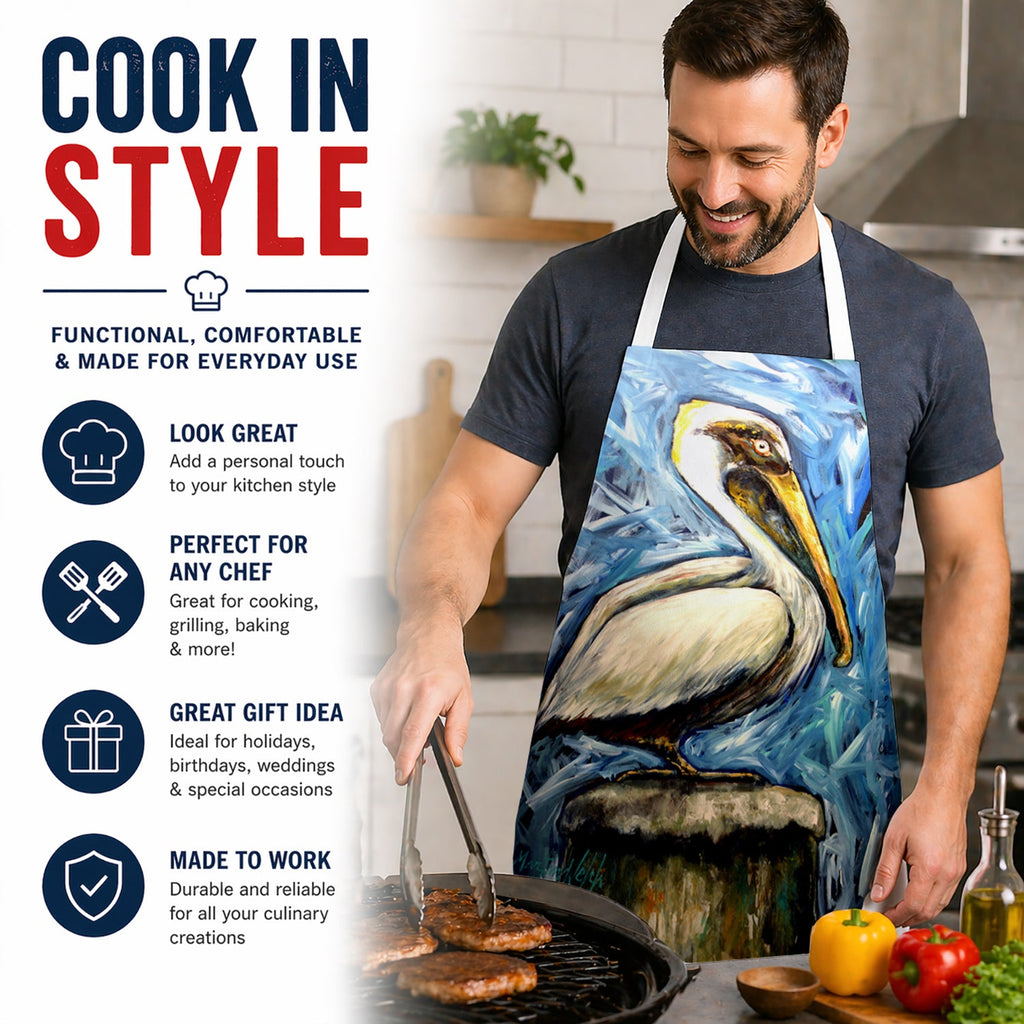 Pelican Blues Apron Cooking Kitchen Server Baking Crafts Gardening for Adult Women Men, Unisex, Large, Multicolor